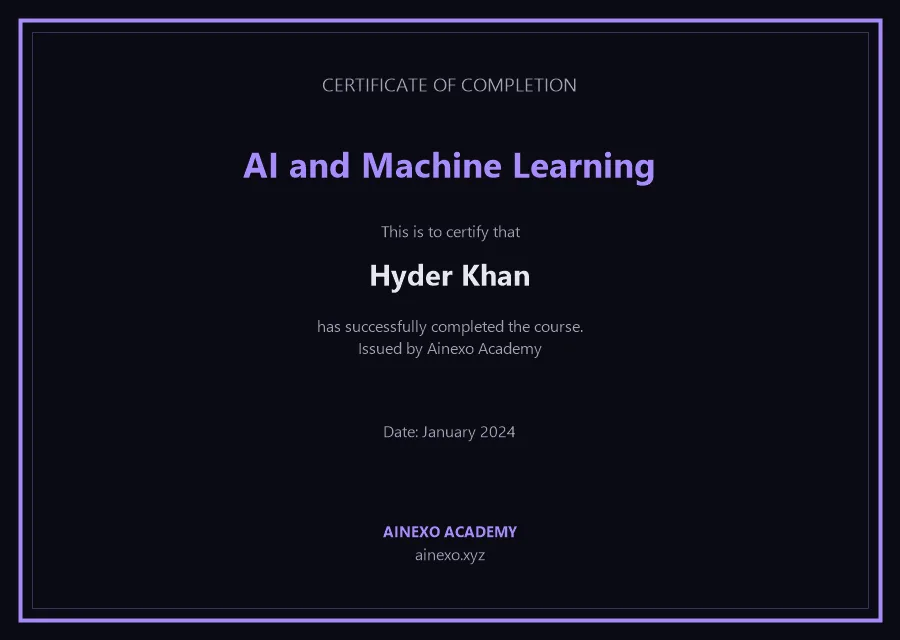 AI and Machine Learning certificate - Hyder Khan